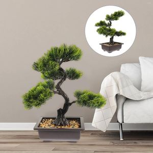 Fleurs décoratives fausses plantes Faux pin moyen bureau bonsaï artificiel réaliste mignon Abs Mini intérieur