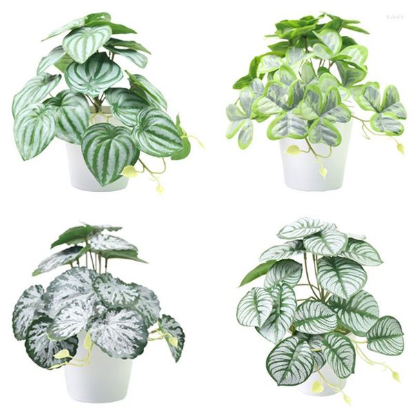 Fleurs décoratives fausses plantes pour chambre à coucher, petite plante artificielle esthétique pour décoration de maison, bureau d'intérieur, Mini bonsaï en pot