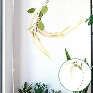 Fleurs décoratives fausses plantes, simulation de riz suspendu, plafond de mariage, décoration douce pour la maison (queue d'amarante blanc vert)