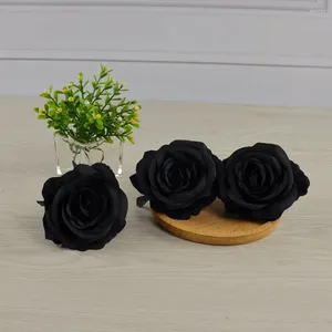 Fausses roses décoratives, fausses fleurs artificielles en soie, plante florale noire éternelle pratique et réaliste
