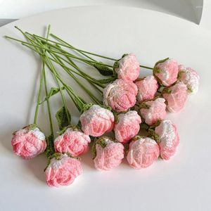 Decoratieve bloemen Fake Rose Flower Langdurige kunstmatige heldere kleur gebreide decoratie