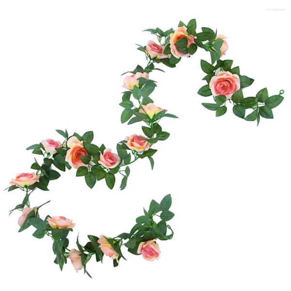 Fleurs décoratives fausses roses vigne Garland artificiel pour le jardin de fête de mariage de mariage el (rose foncé)