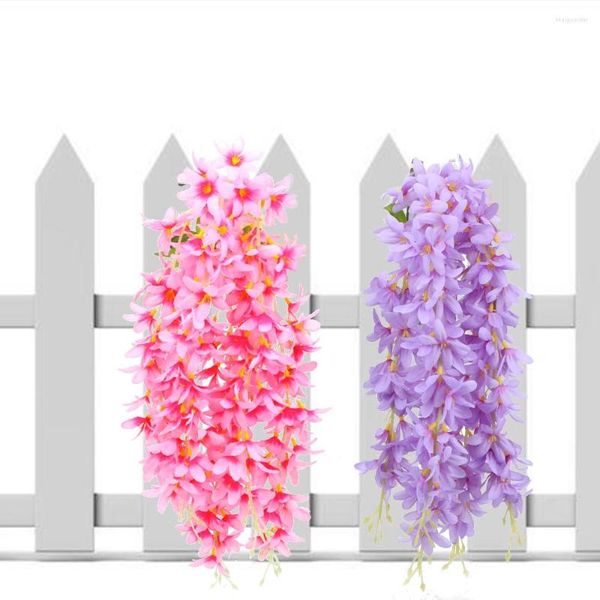 Fleurs décoratives Faux Soie Wisteria Fleur Vignes Guirlande DIY 5 Tête / Bouquet Artificielle Clou De Girofle Décoration De La Maison De Mariage Décor Suspendu