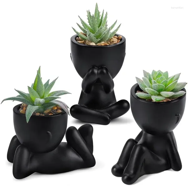 Mini Pot de jardinière artificiel succulent, fausses fleurs décoratives, avec autocollants pour le visage, pour salle de bain, chambre à coucher, décorations de chambre à coucher