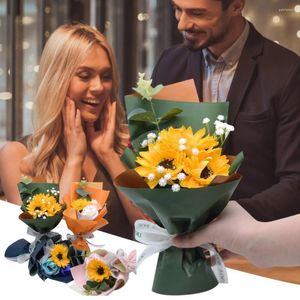 Decoratieve bloemen Fake Sunflower Bouquet Aantrekkelijke dikkere bloemblaadjes Niet-zonder-in-bruiloftsvoorziening voor thuis