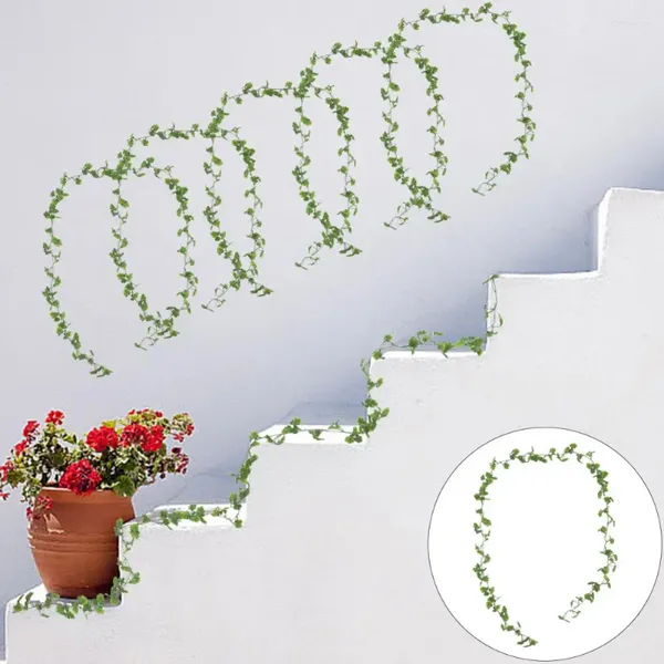 Flores decorativas, vid falsa, decoración de cafetería, guirnaldas verdes artificiales realistas para el hogar, boda, jardín, interior/exterior, colgante de pared de plástico