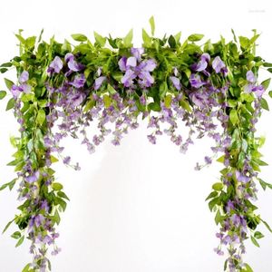 Fleurs décoratives fausses plantes de vigne décorations artificielles wisteria fleur suspendue à la maison jardin artisanat art potedrop bricolage couronne