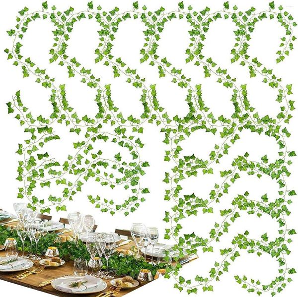 Fleurs décoratives fausses vignes | Faux vert lierre feuilles verdure artificielle guirlande plantes suspendues chambre décor esthétique pour la maison jardin