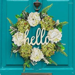 Decoratieve bloemen herfstdecor krans krans kunstmatige veerdeur schattig wit groen bloemen buiten herfst huis