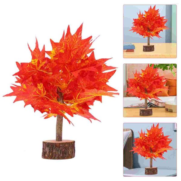 Flores decorativas, decoración de otoño, árbol de simulación de arce simulado, mesa de bonsái, árboles falsos en miniatura, adornos artificiales para oficina
