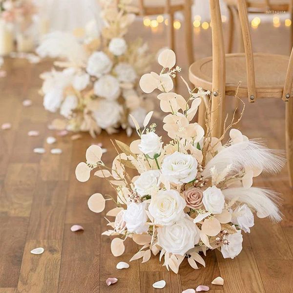 Flores decorativas Otoño Freente de pie Arreglo Floral Arreglo de boda Decoración de la silla del pasillo de la boda