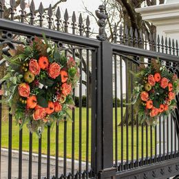 Fleurs décoratives automne citrouille pivoine couronnes porte d'entrée Faux Thanksgiving pour la maison