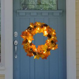 Fleurs décoratives Fall Pumpkin Wreath Po Props suspendus Artificial Pumpkins Automn Garland for Home Holiday Door Farmhouse de Thanksgiving