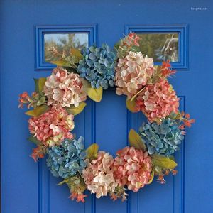 Fleurs décoratives couronnes d'automne pour porte d'entrée Hortensia Wreata Warm Warping Party Decor Decor intérieur Portes artificielles