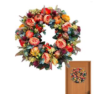 Decoratieve bloemen herfstkransen voor voordeur pioen en pompoenkrans herfst oogst Thanksgiving Outdoor Decorations Halloween