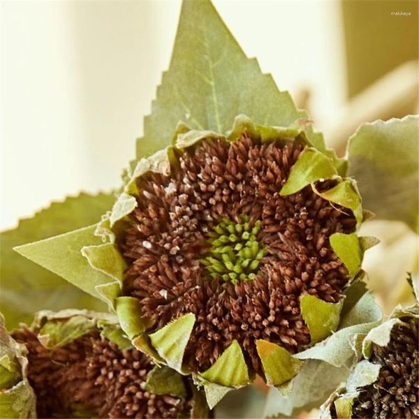 Flores decorativas Falsas marrones Black Sunflower Home Garden Decorar plantas artificiales Bonsai Epiphyllum Wisteria