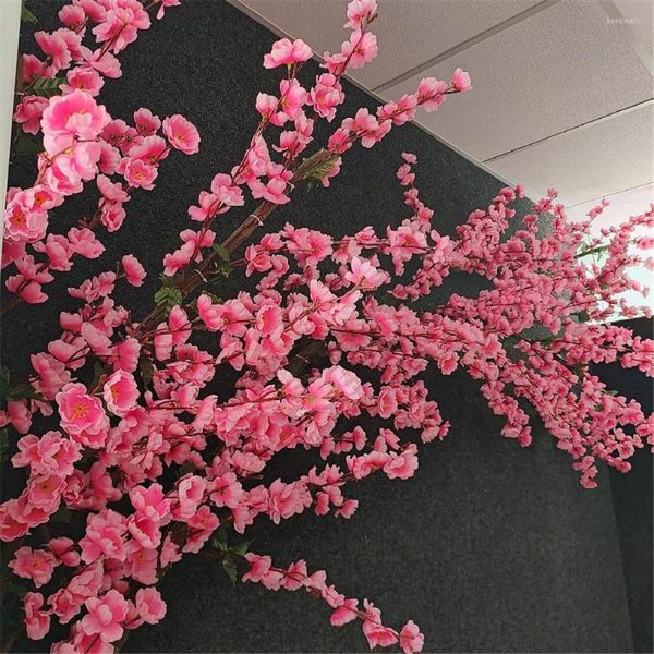 Flores decorativas Falso Lucky Pink Peach Blossom Home Garden Decorar plantas artificiales Bonsai Mimosa Redbud