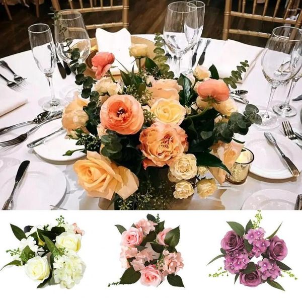 Fleurs décoratives fantaisie multicolore longue durée Table chandelier fleur artificielle Rose vacances décoration plante
