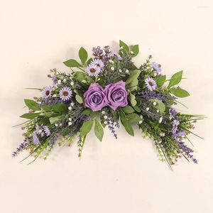 Decoratieve bloemen Fancy krans ornament flexibele kleurfel voordeur levendige faux zijden roos