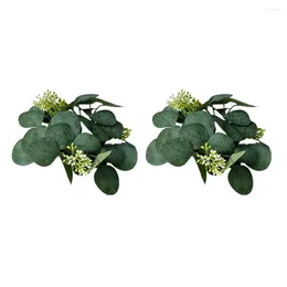 Decoratieve bloemen boerderij kaarsendecor eucalyptus krans set voor huis bruiloft feesttafel middelpunt decoratie kunstmatig groen