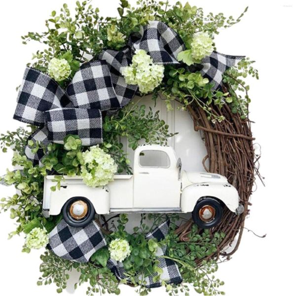 Couronne de fleurs décoratives pour camion de ferme, dernière façon d'accueillir l'été, décoration de porte d'entrée, panneau rond suspendu, décoration d'halloween, vacances