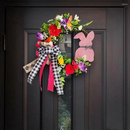 Fleurs décoratives fermeure de ferme de Pâques rustiques signe en bois rotin avec une décoration suspendue réutilisable pour la porte