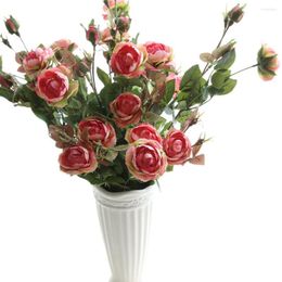Flores decorativas Moda 6 Cabezas Ramo Seda Té Rosa 67 cm Alto Flor Artificial Diy Boda Para La Decoración De La Habitación Del Hogar