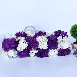 Flores decorativas moda Hortensia fila flor DIY boda arco ajuste pared decoración camino Led T escenario Po fondo