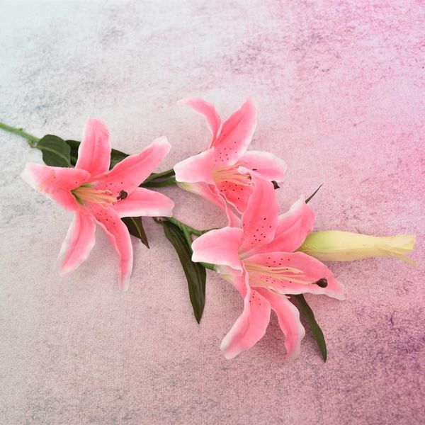 Fleurs décoratives mode lys fleur artificielle vraie touche Bouquet PE faux pour la décoration de mariage décor de jardin à la maison