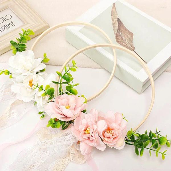 Fleurs décoratives mode simulation couronne de mariage ronde mariée guirlandes à main style européen porte suspendue fleur artificielle pographie