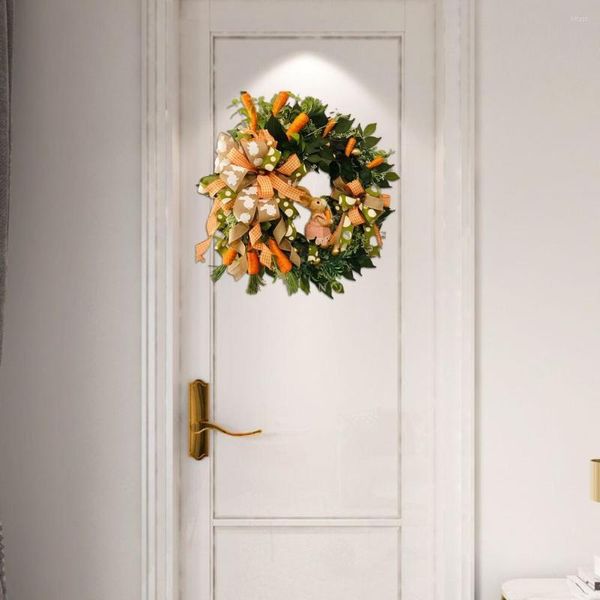 Flores decorativas Moda Resistente al desgaste Feliz Pascua Cinta colorida Adorno de corona Bonito aspecto Fácil de colgar Colgante de puerta Decoración del hogar