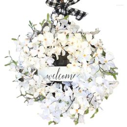 Fleurs décoratives fausse fleur couronne ronde printemps décor de porte d'entrée florale pour la Saint-Valentin suspendue Garland Wedding Home Garden Wall Decoration