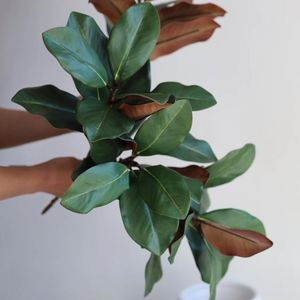 Flores decorativas Imitación de tacto natural Rama de hoja de magnolia - Verde Planta artificial de alta calidad Oficina de bricolaje / Boda / Decoración del hogar / Regalos para