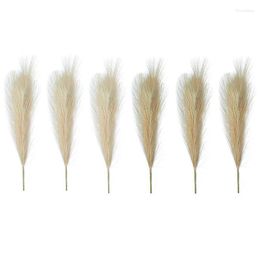 Decoratieve bloemen faux pampas gras set van 6 stengels 17 inch korte kunstmatige nep kleine vaasvullers rustiek trendy