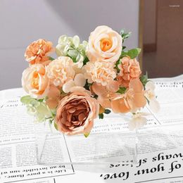 Fleurs décoratives fausses fleurs de soie rose réaliste bouclé petal pivoine de couleur vibrante de couleur à faible entretien des accessoires pour la maison