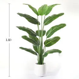 Flores decorativas falso seda paraíso palmeira artificial vaso planta falso para sala de estar decoração casa 6 pés