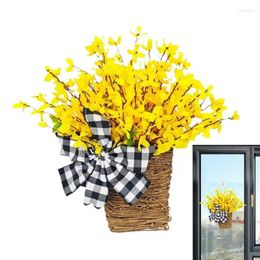 Fleurs décoratives Faux paniers de fleurs de printemps Floral bienvenue couronnes de marguerites artificielles décoration de porte pour la maison porche ferme décor intérieur