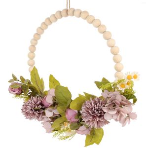 Guirlande de fleurs décoratives en Faux bois, guirlande de perles, couronne de porte, pendentif de ferme, mariage, printemps, suspension en plastique