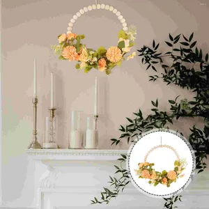 Decoratieve bloemen, imitatiehout, kralenslinger, voordeurkrans, hangend ornament, buiten, bruiloft, kunstmatige decoratie voor muur thuis