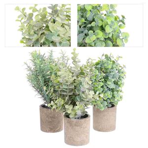 Flores decorativas Fauxartificial Fake Plants Potted Green Mini Eucalyptus Pot Indoorhouseplants Desktop Grass Bonsai