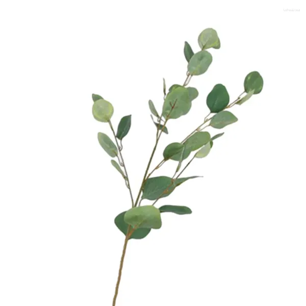 Fleurs décoratives avec décoration El, plante en plastique simulée à feuilles d'eucalyptus