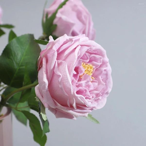 Fleurs décoratives en Latex, Rose Austin, pivoine hydratante, Bouquet de mariée artificiel au toucher réel, Arrangement floral de mariage, décoration de maison