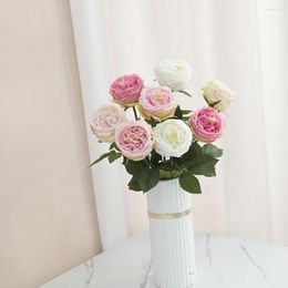 Bouquet de fleurs décoratives, sensation hydratante, Austin Rose Ins, Simulation de vent, accessoires Po, décoration de fleurs de thé bouclées