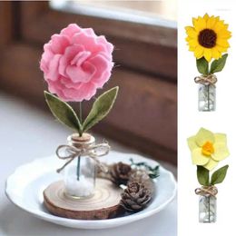 Flores decorativas fieltro de la hoja del día de la madres del escritorio del escritorio de tela linda ropa de rosa y accesorios artificiales
