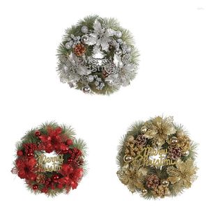 Fleurs décoratives Couronne de Noël festive pour porte d'entrée décoration artificielle de vacances d'hiver