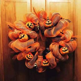 Fleurs décoratives Festive Party Supplies Pumpkin Ghost House Porte porte suspendue Garlands Mur Home Decor Halloween Couronne décoration