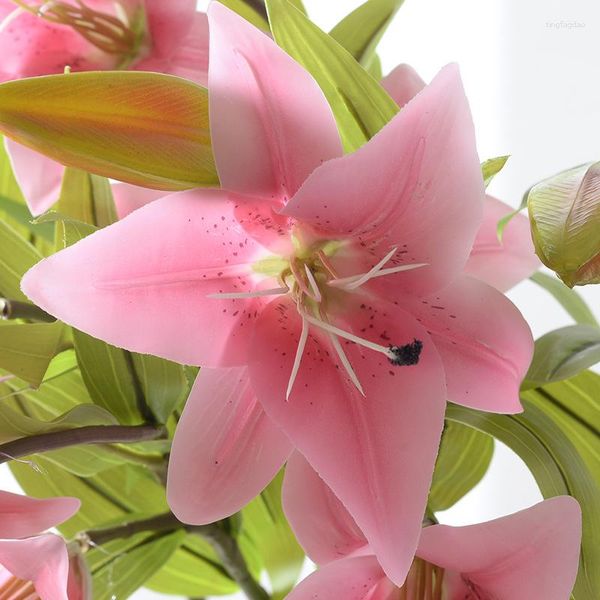 Fleurs décoratives Film Longue Branche Lily Simulation Salon Décoration Fleur Artificielle En Gros