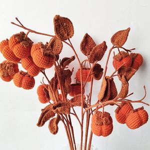 Fleurs décoratives finies à la main tricoté fleur aiguille Crochet laine kaki plante artificielle faux Bouquet cadeau d'anniversaire maison ornement