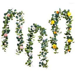 Decoratieve Bloemen Fleur Artificielle Zijde Kunstmatige Pioen Guirlande Bruiloft Boog Muur Feesttafel Decoratie Nep Eucalyptus Wijnstok Met