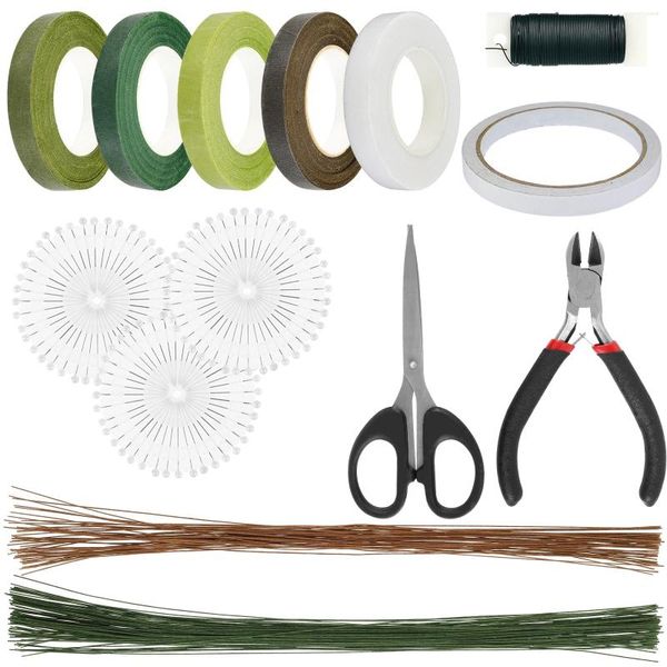 Kit d'arrangement floral de fleurs décoratives, outils avec ruban, fil de tige de calibre 26, Flexible 22